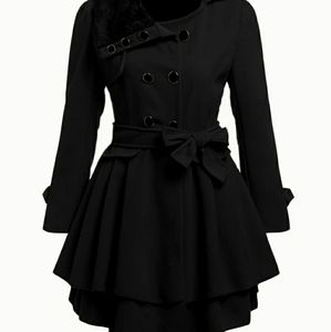 Shein contrast faux fur collar double laye…